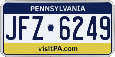 PA license plate JFZ6249