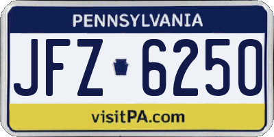 PA license plate JFZ6250