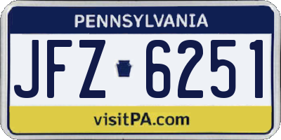 PA license plate JFZ6251