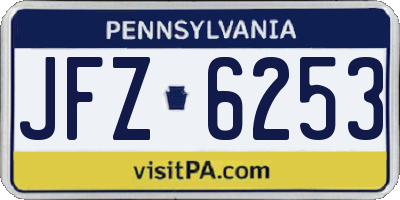 PA license plate JFZ6253