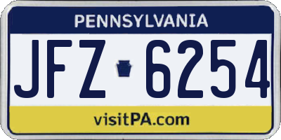 PA license plate JFZ6254