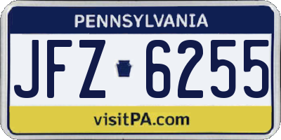 PA license plate JFZ6255