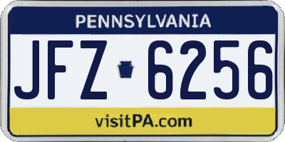 PA license plate JFZ6256