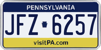 PA license plate JFZ6257