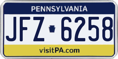 PA license plate JFZ6258
