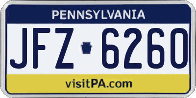 PA license plate JFZ6260