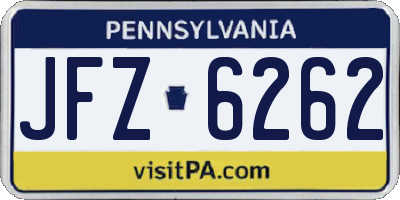PA license plate JFZ6262