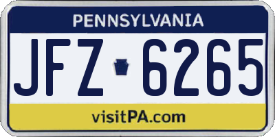 PA license plate JFZ6265
