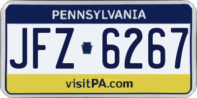 PA license plate JFZ6267