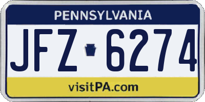 PA license plate JFZ6274