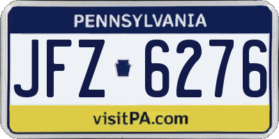 PA license plate JFZ6276