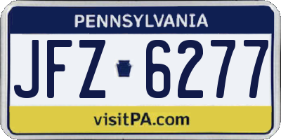 PA license plate JFZ6277
