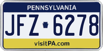 PA license plate JFZ6278