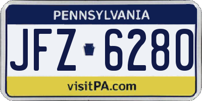 PA license plate JFZ6280