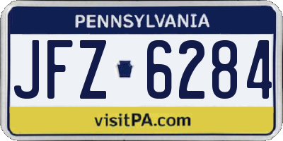 PA license plate JFZ6284