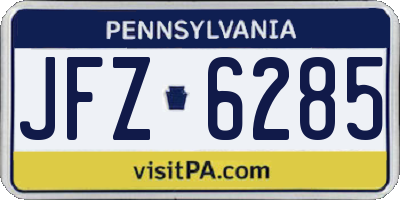 PA license plate JFZ6285