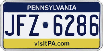 PA license plate JFZ6286