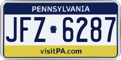PA license plate JFZ6287