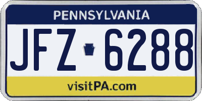 PA license plate JFZ6288