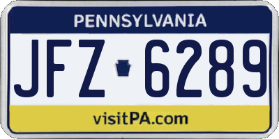 PA license plate JFZ6289