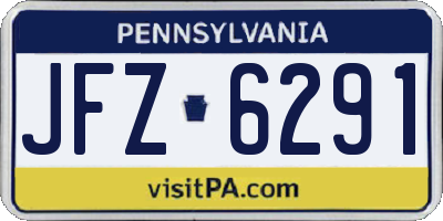 PA license plate JFZ6291