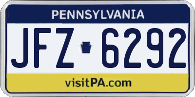 PA license plate JFZ6292