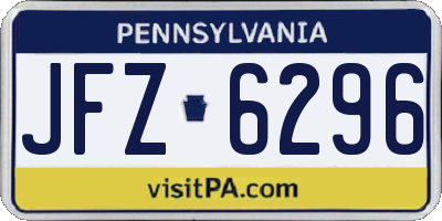PA license plate JFZ6296