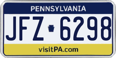 PA license plate JFZ6298