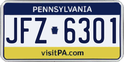 PA license plate JFZ6301
