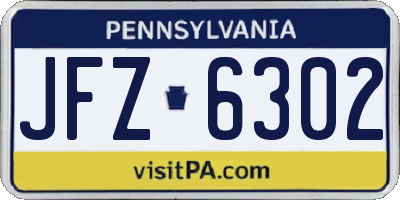 PA license plate JFZ6302