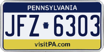 PA license plate JFZ6303
