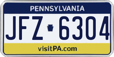 PA license plate JFZ6304