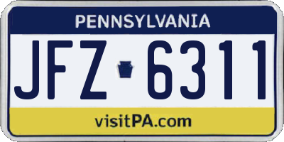 PA license plate JFZ6311