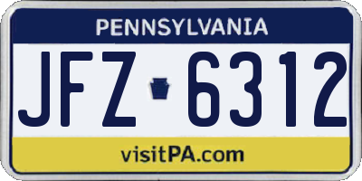 PA license plate JFZ6312