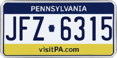 PA license plate JFZ6315