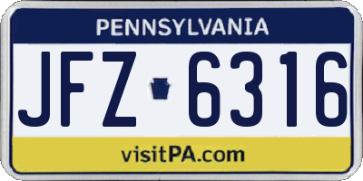 PA license plate JFZ6316