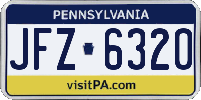 PA license plate JFZ6320