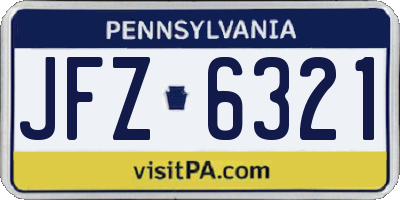 PA license plate JFZ6321