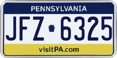 PA license plate JFZ6325