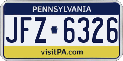 PA license plate JFZ6326