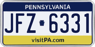 PA license plate JFZ6331