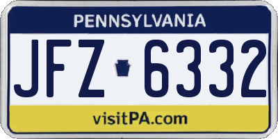 PA license plate JFZ6332