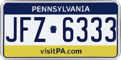 PA license plate JFZ6333
