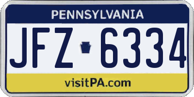 PA license plate JFZ6334