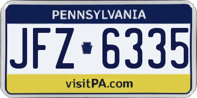 PA license plate JFZ6335