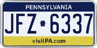 PA license plate JFZ6337