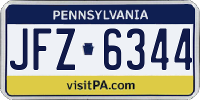 PA license plate JFZ6344