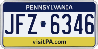 PA license plate JFZ6346