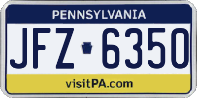 PA license plate JFZ6350