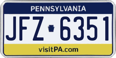 PA license plate JFZ6351